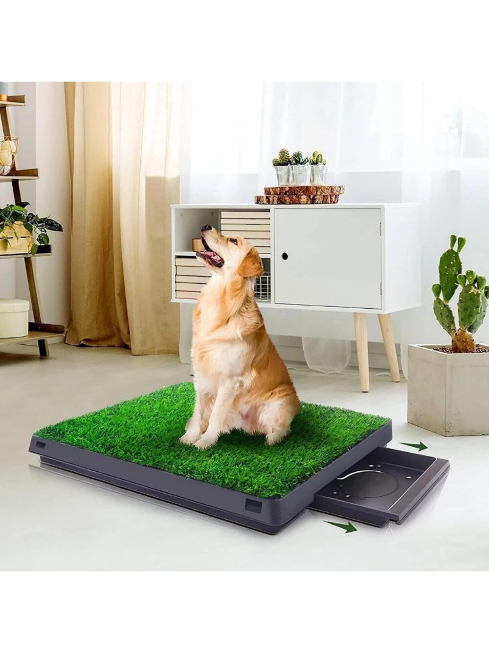 Indoor Dog Grass Potty Pad with Tray, 25"x20" Pet Relief Solution for Dogs
